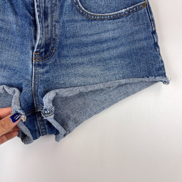 Billabong (27) High Rise Cut Off Denim Shorts Blue - Picture 3 of 9